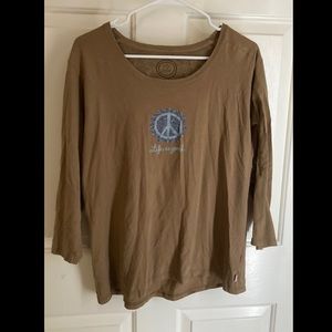 Life Is Good XL brown peace symbol long sleeve tee